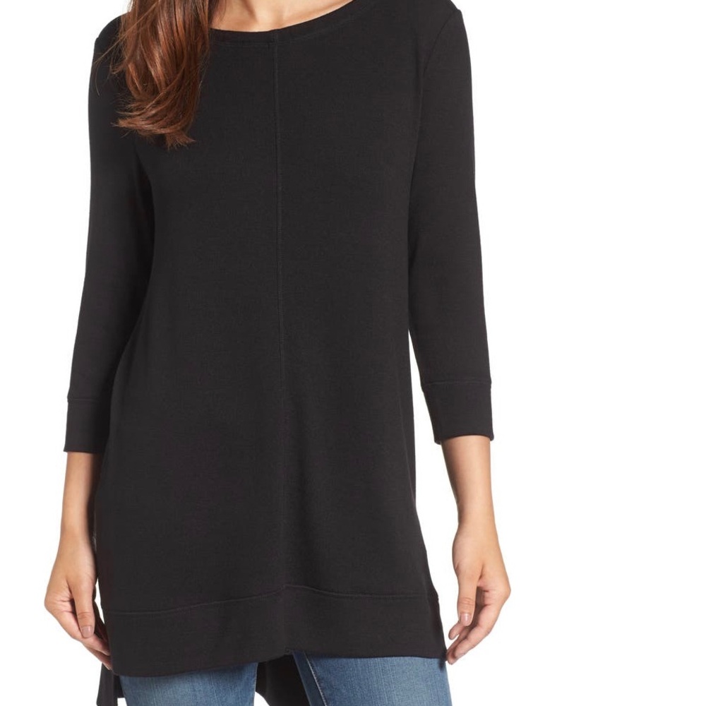 Caslon black three quarter sleeve side slit tunic